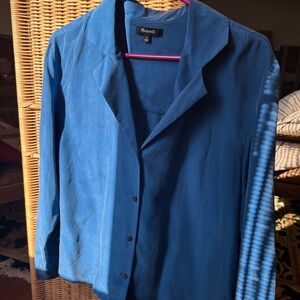 Madewell 100% Silk Blue Lightweight Button-Front Shirt